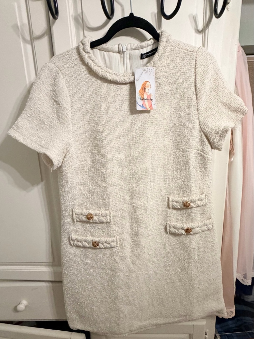 Ivory Sleeve Shift Dress - Coco inspired - Small